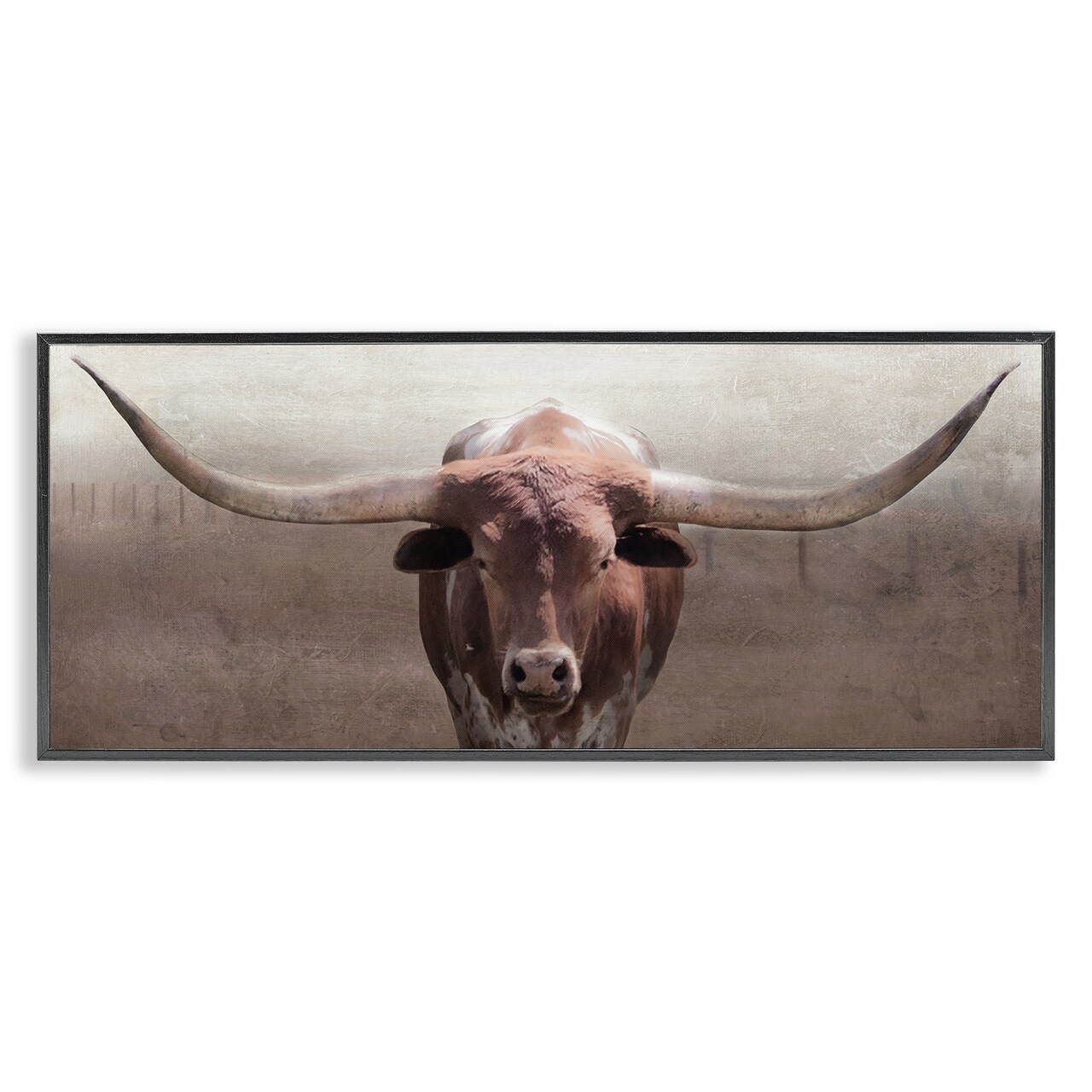 Stupell Industries Rustic Western Longhorn Framed Giclee Design by Carol Robinson